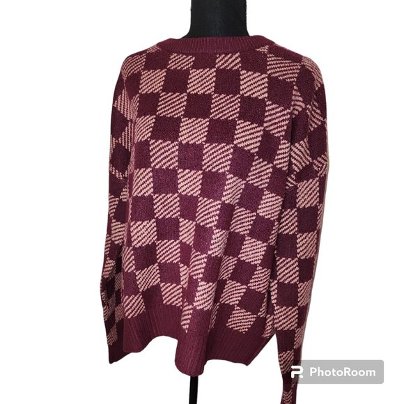 #062. NWOT Checkered Red Pullover Sweater-Love Ellie - Picture 4 of 4